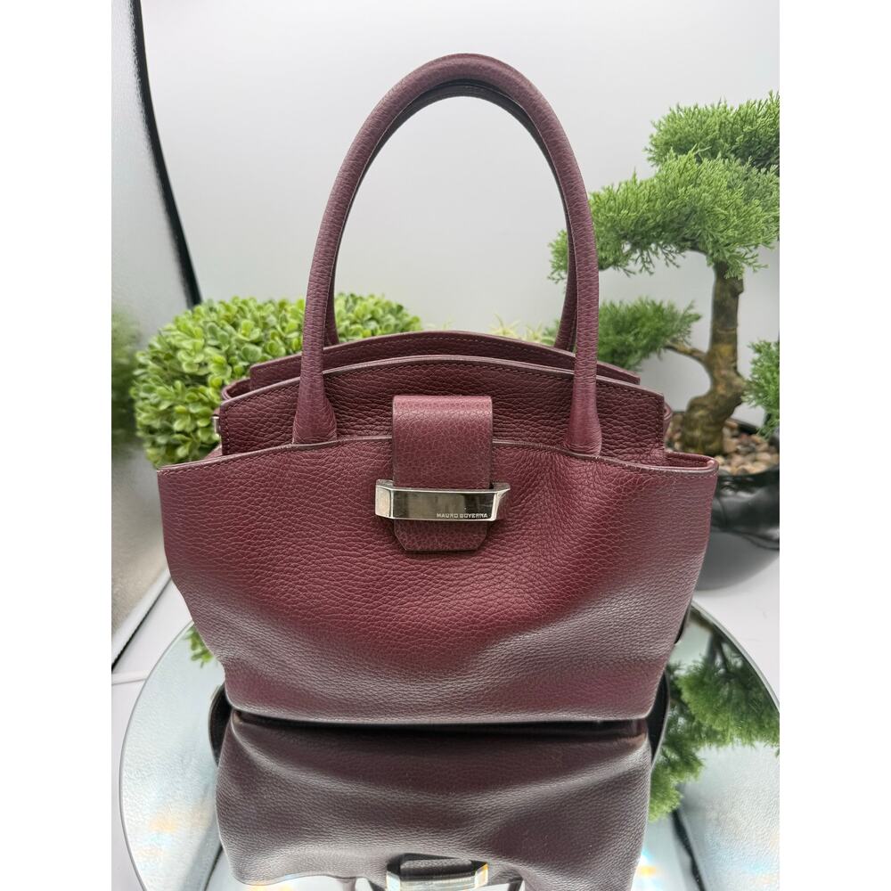 $1400 MSRP MAURO GOVERNA Dolcecalf Top Handle Satchel Bordeaux Detachable Strap - Picture 6 of 14